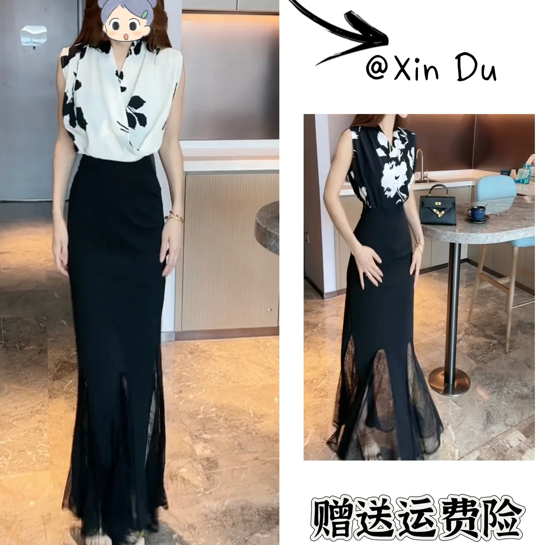 2025夏季新款时尚显瘦气质女士网红洋气两件套百搭款D21878