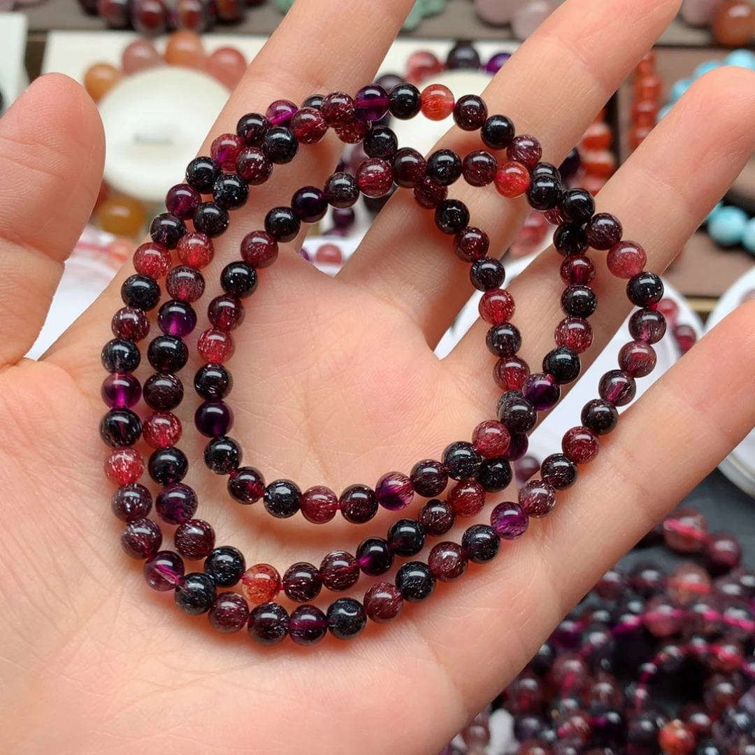 手链未镶嵌水晶黑加仑三圈5.2