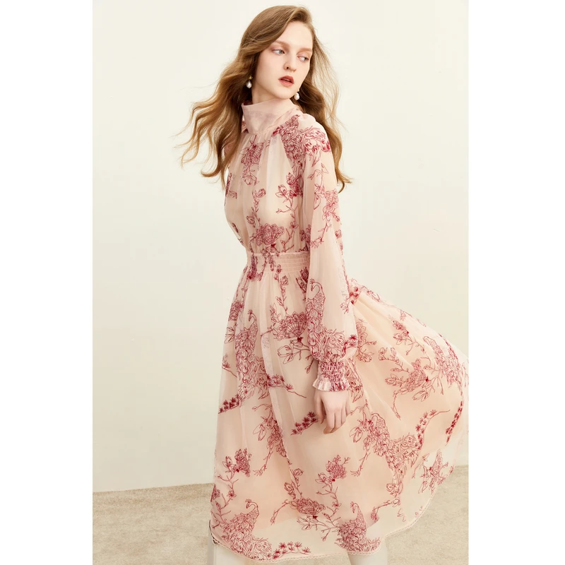 missCOCOON时尚裙子夏新款女装气质花纹收腰连衣裙女