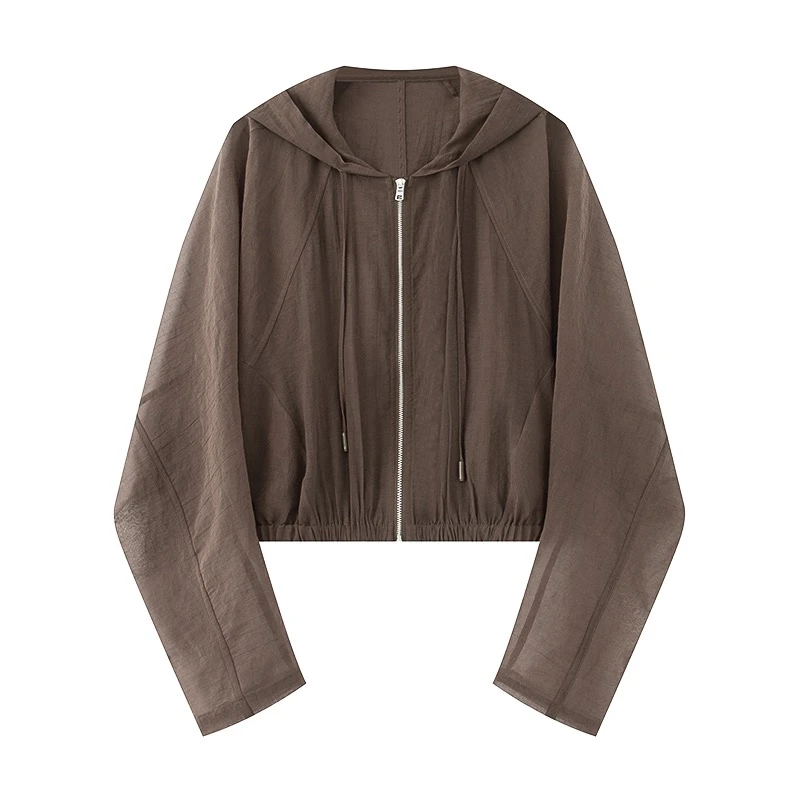 艾家同款2025夏季运动连帽短款夹克外套上衣防晒衣女-1081