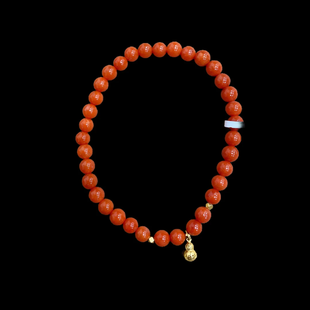 V8123南红手串18k孤品！