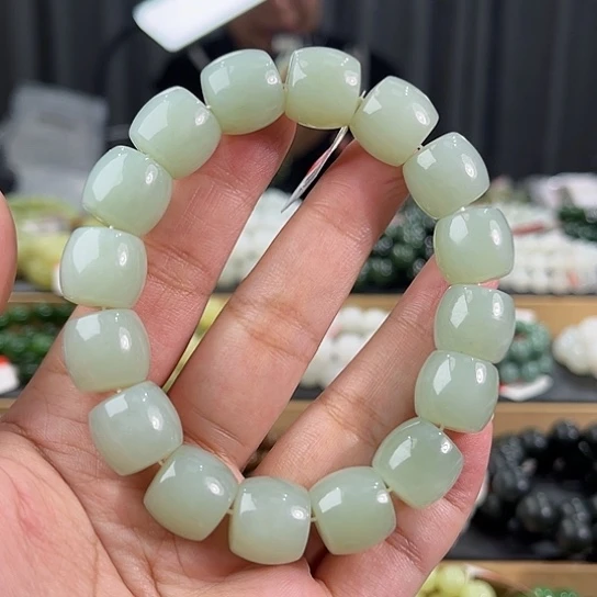 手链未镶嵌和田玉纯天然新疆且末天空蓝卡14直切