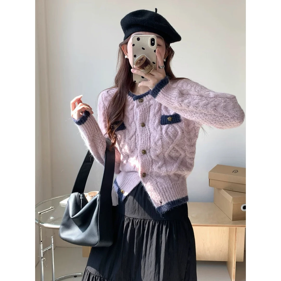 【961-1040编码点这里】秋冬高端时尚气质开衫短款毛衣女