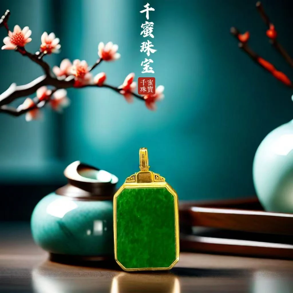18k天然缅甸翡翠A货如意吊坠