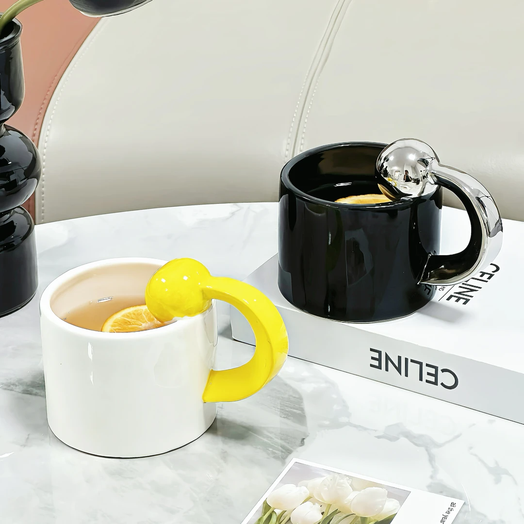 ins风挂耳水杯家用陶瓷马克杯高颜值情侣一对咖啡杯办公室喝水杯