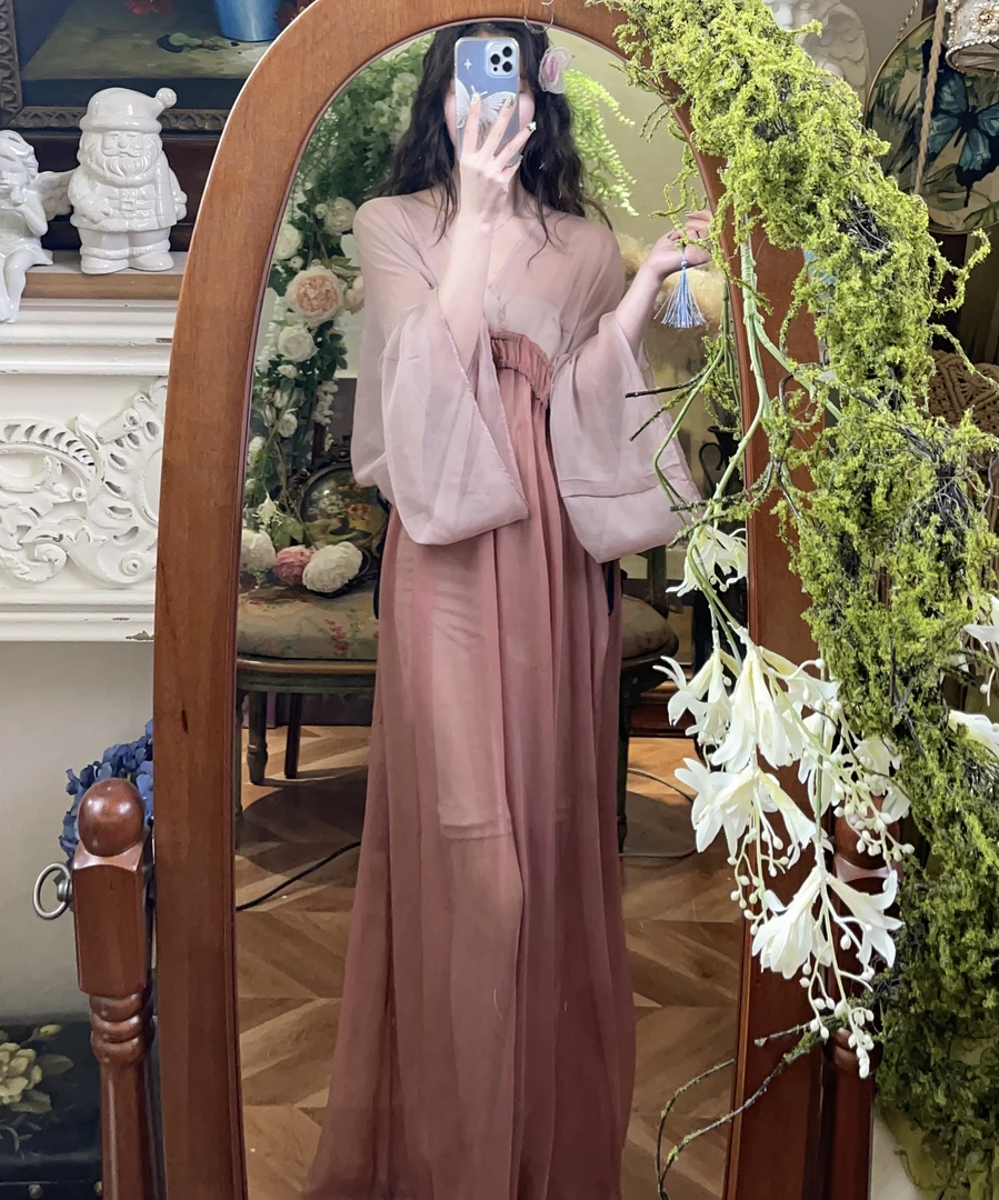 【碧池香荷】春夏新款古风刺绣拼色仙气感显瘦遮肉收腰连衣裙