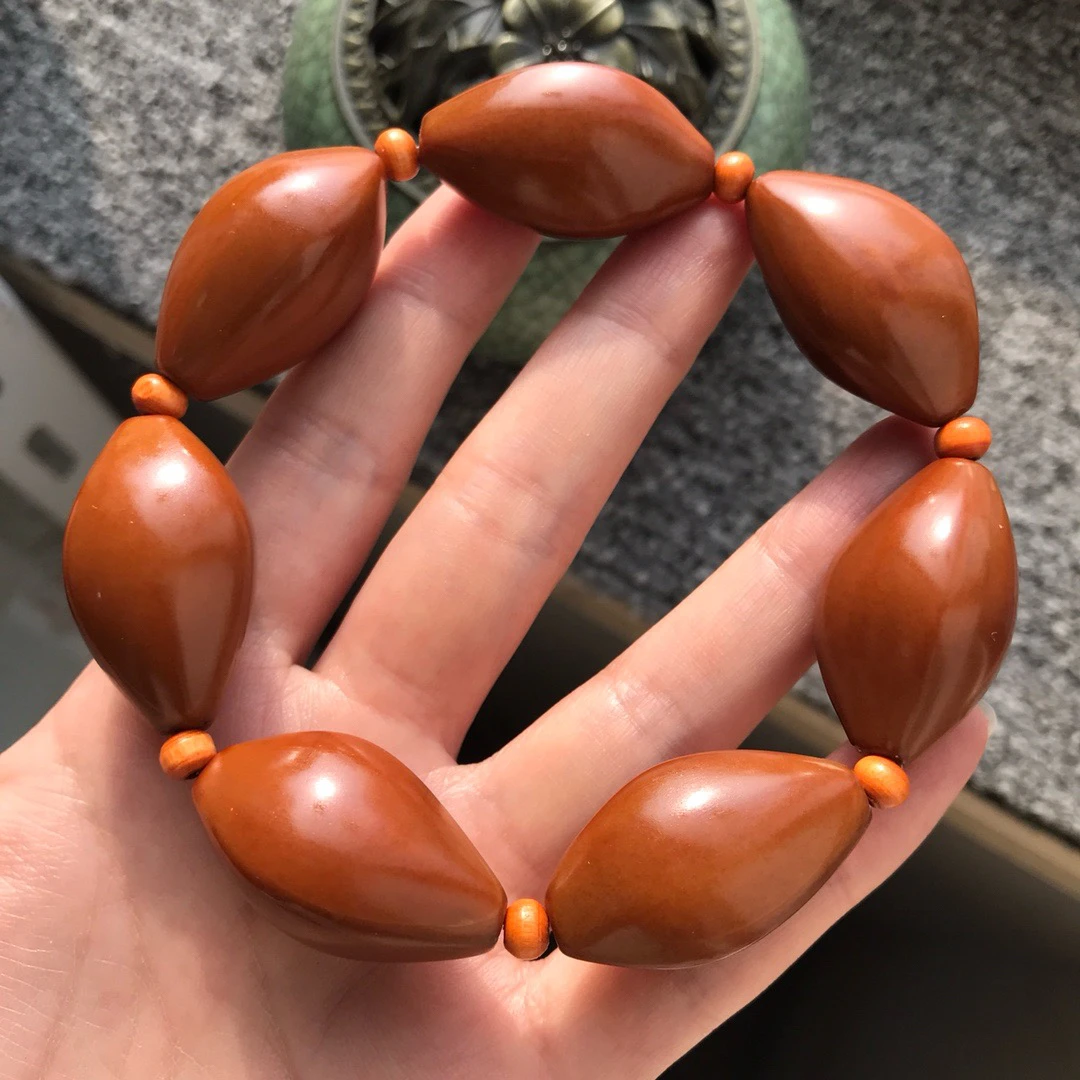 橄榄核手工打磨三棱素珠手串尺寸1.75*3.0cm老料油核密度高油性足