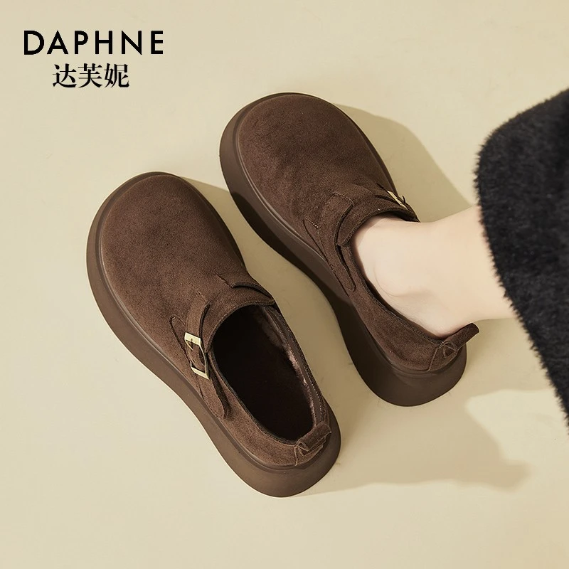 达芙妮厚底加绒勃肯鞋女秋冬季2025年新款百搭雪地靴增高保暖棉鞋