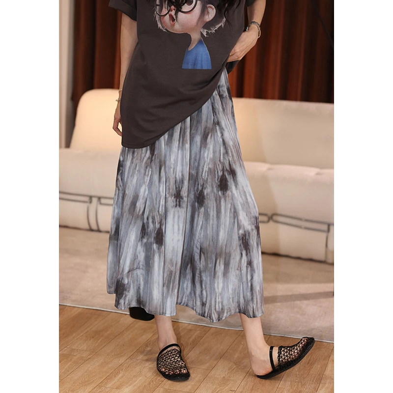 陈佳洁【墨砚】扎染高腰显瘦A字半身裙女休闲百搭长裙子JP0325906