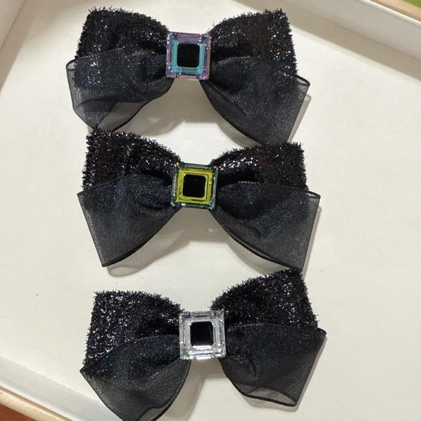 N025韩系设计简约复古气质优雅蝴蝶结弹簧夹