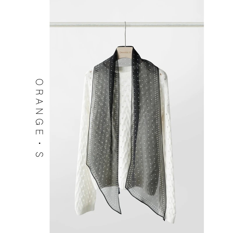 乔其纱！【邂逅赫本】轻薄飘逸 100%桑蚕丝围巾丝巾长条巾156*20cm