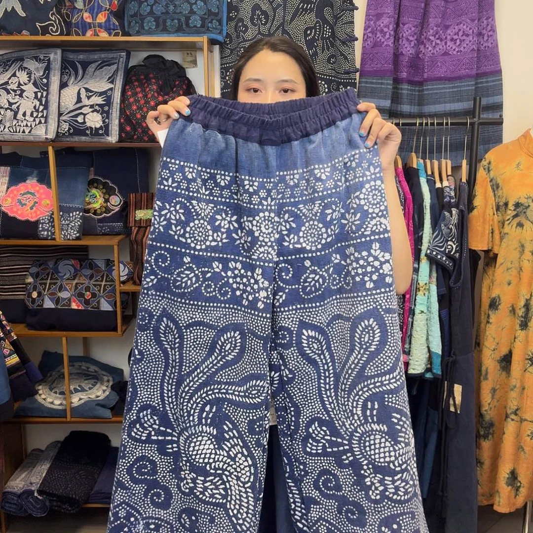 妤然服饰土布豆染裤