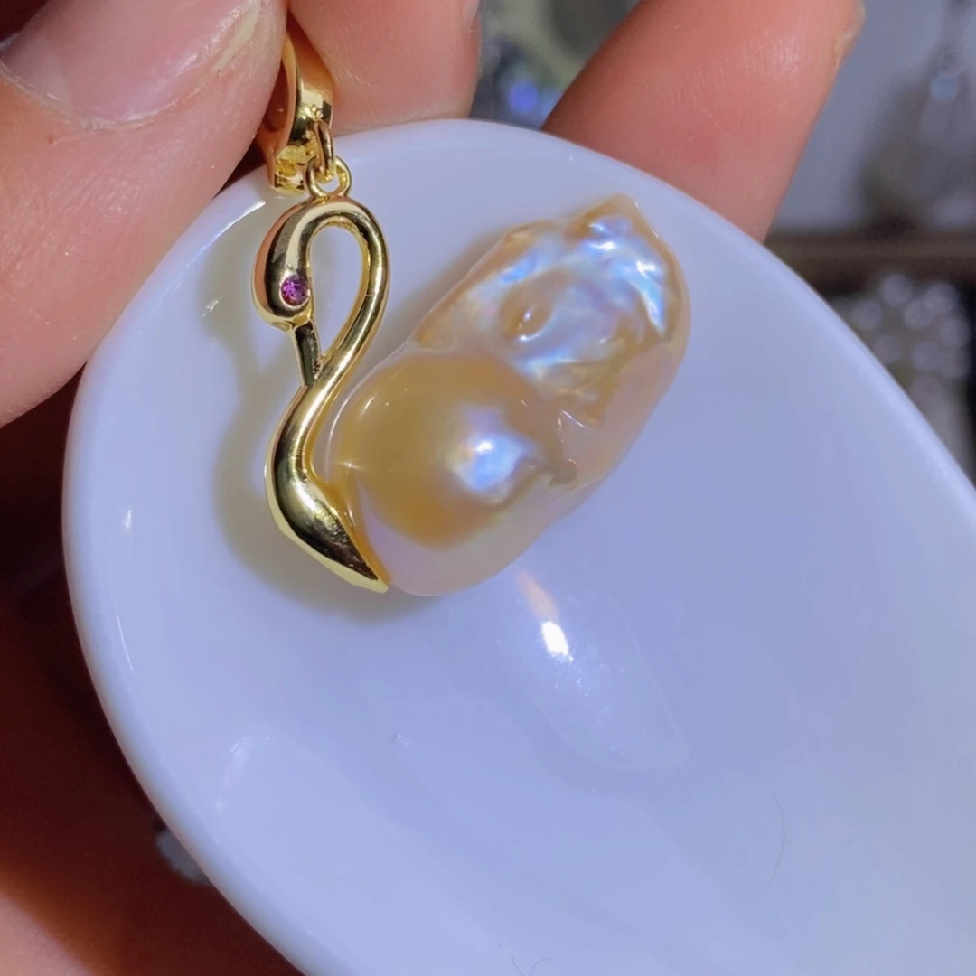 银S925镶嵌天然淡水珍珠淡水珍珠