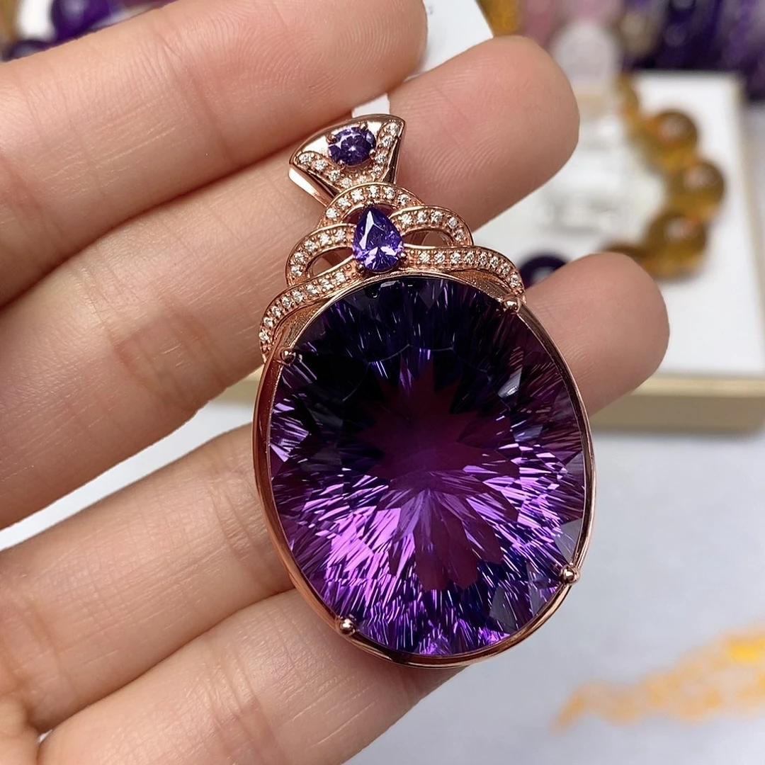 吊坠(赠链)银S925镶嵌紫晶