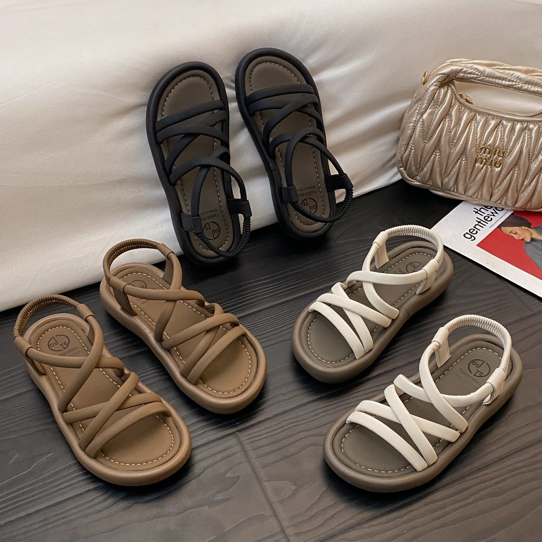 贾不假女款凉鞋2025夏季新款百搭外穿厚底休闲时尚仙女风时装凉鞋