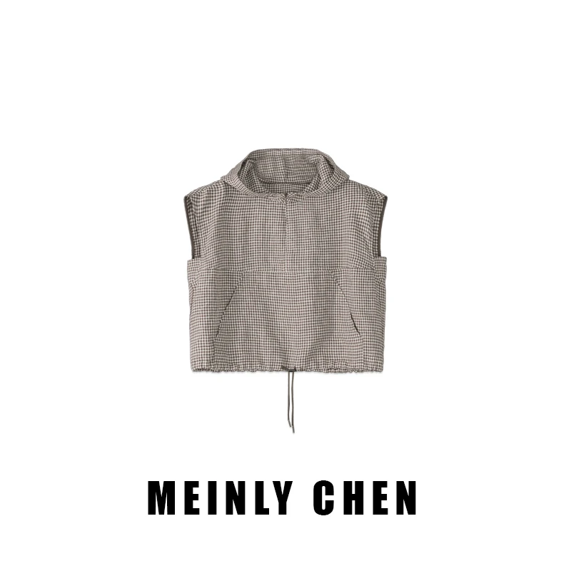 【MEINLY  CHEN】【咖格】高端设计师款时尚休闲百搭格纹马夹8252129