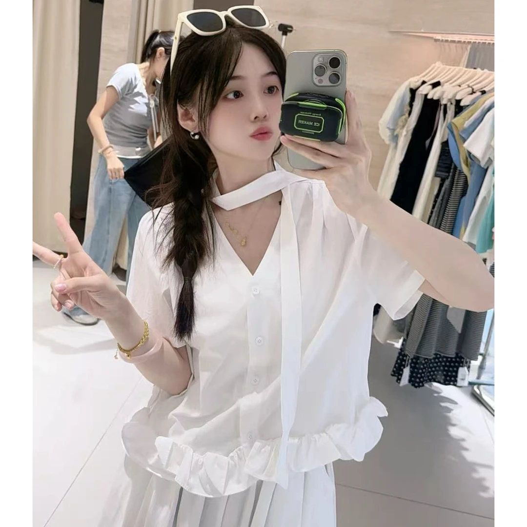 8397飘带荷叶小衬衣