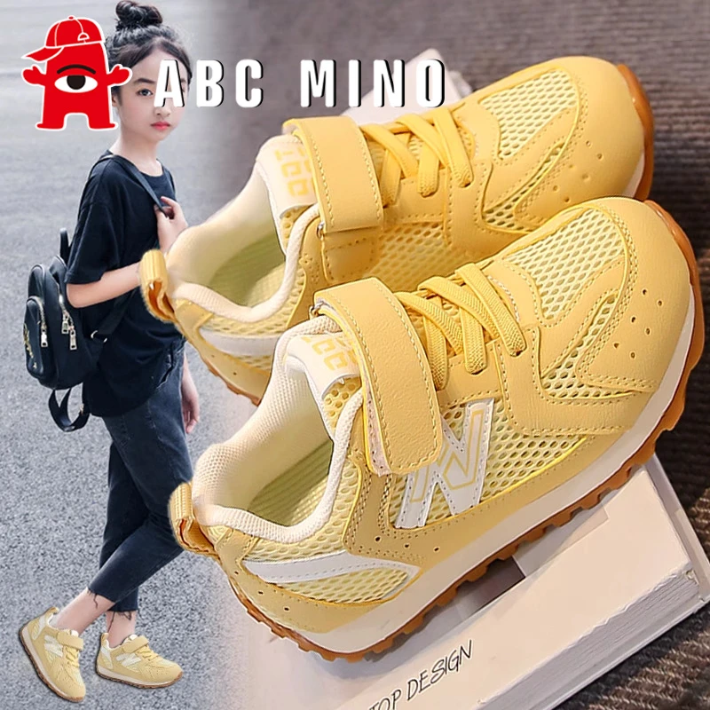 ABC MINO女童鞋子夏季新款网面防滑儿童时尚运动鞋女孩软底阿甘鞋