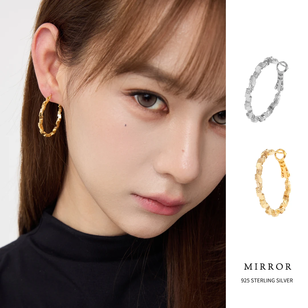 小麋人 925银耳饰 CE9281「碎镜」爆闪法式碎银耳圈银针女耳环耳饰