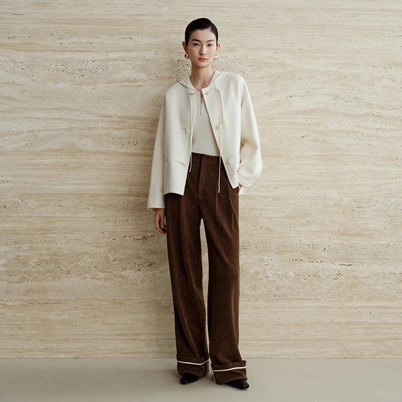 【呢大衣】艾诺丝雅诗100%绵羊毛气质时尚大气中长款外套40931089