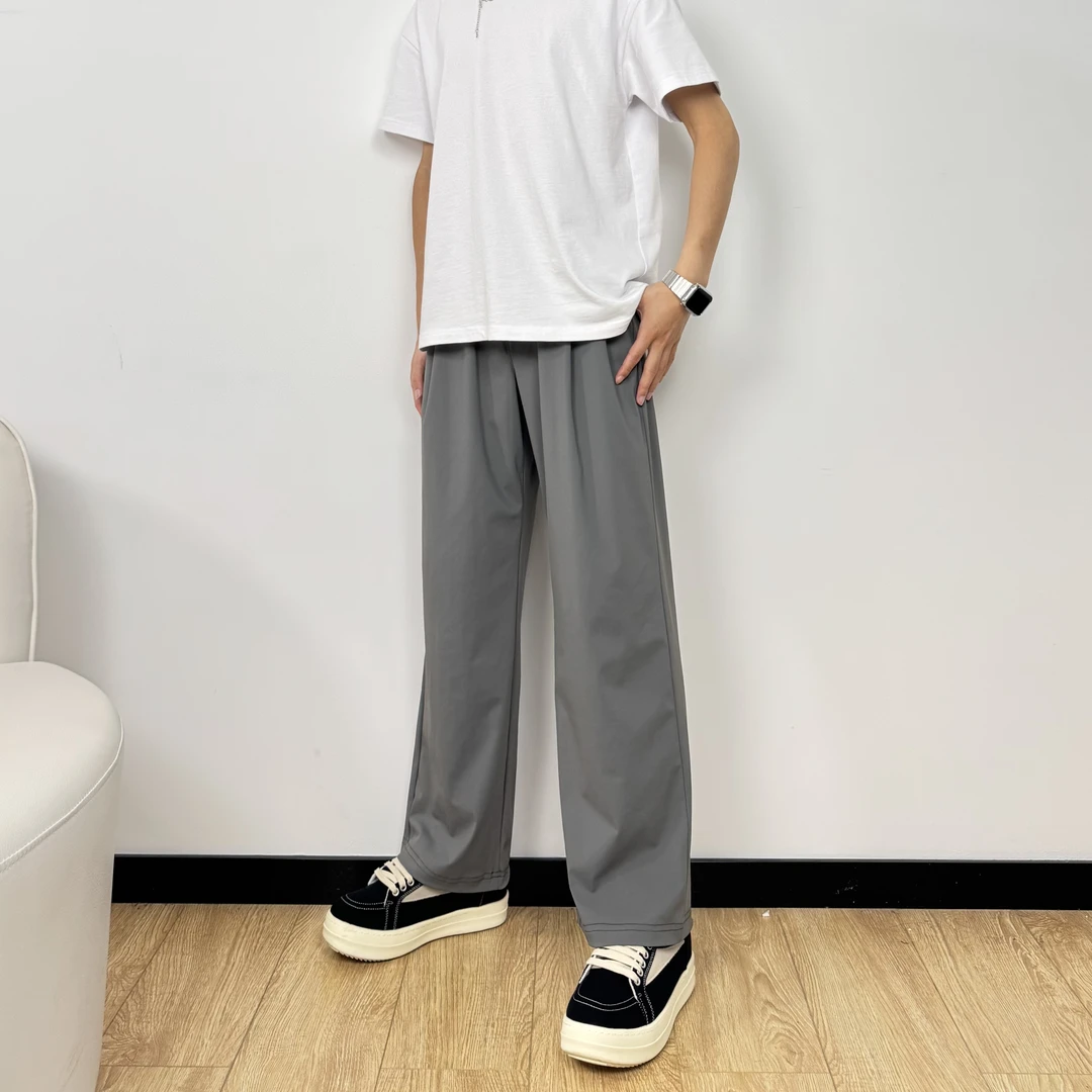NBJ【小个子冰丝休闲裤】男夏季薄款冰感透气弹力百搭舒适直筒长裤