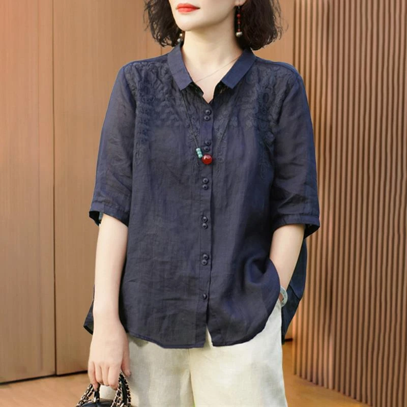 COS MOCO UR今年流行爆款衬衫女夏款2025年新款大码宽松刺绣苎