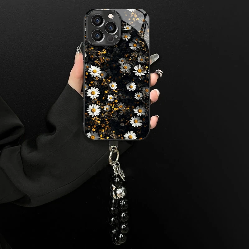 满屏雏菊适用苹果vivo华为oppo小米iPhone17电镀玻璃防摔手机壳潮