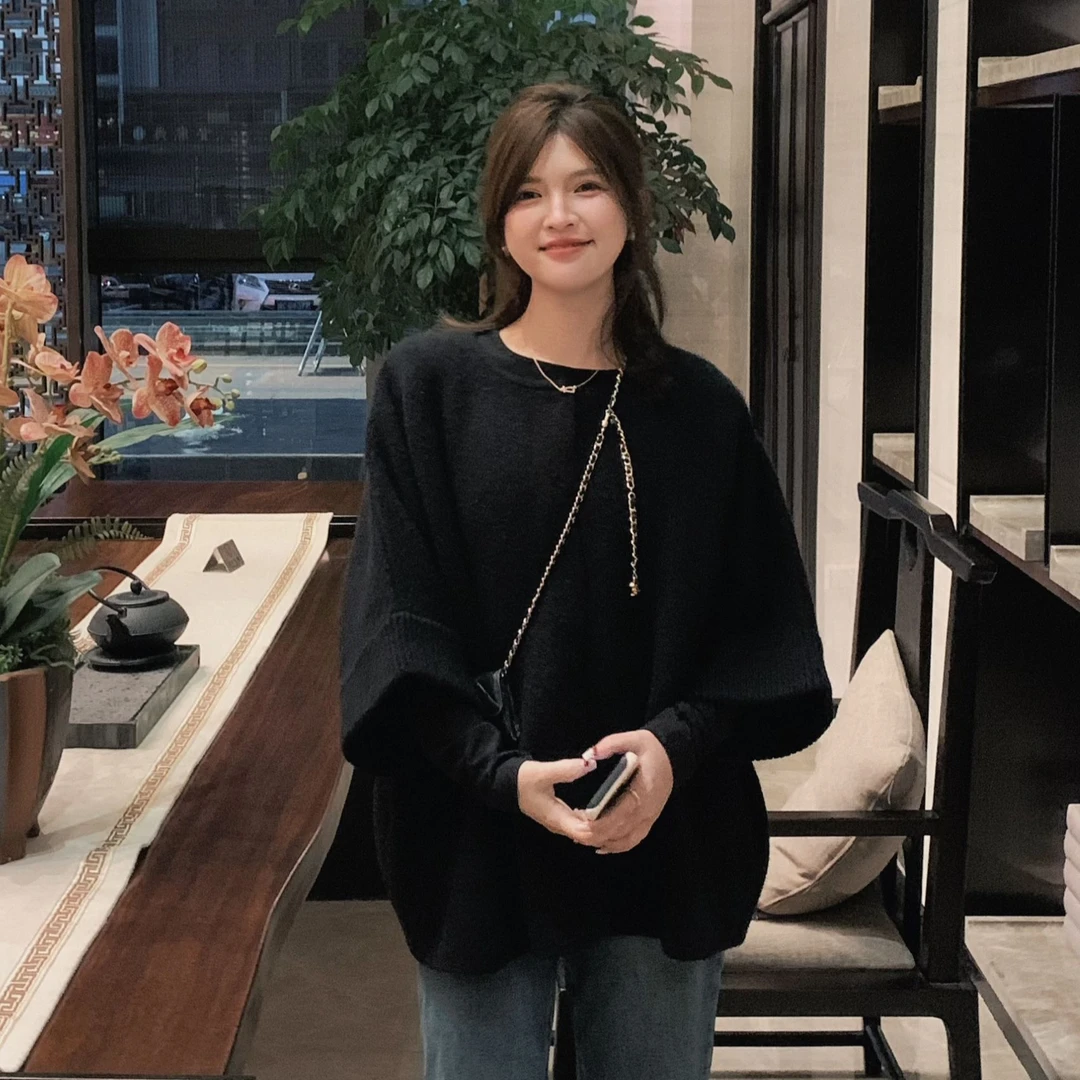 漫姐的店现货【顶楼千金】七分袖廓型毛衣新款宽松显瘦开衫毛衣