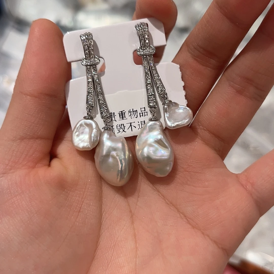 合金淡水珍珠耳饰