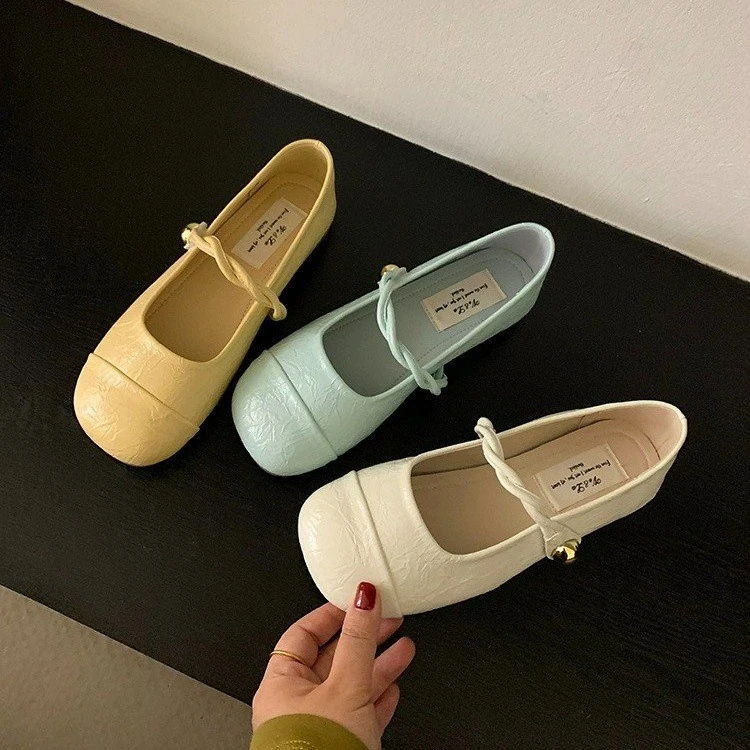 平底晚风玛丽珍鞋2025年新款法式温柔仙女风方头浅口一字芭蕾单鞋