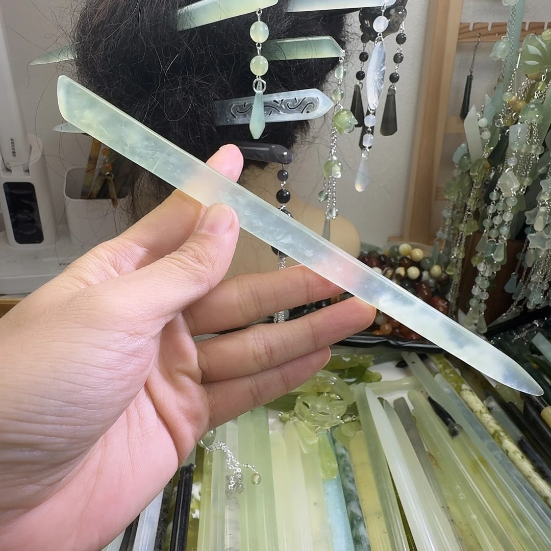 蛇纹石玉合金发饰长度20.5，炸