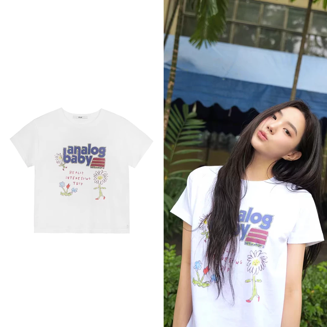A20 SP&2025春季新品复古宝贝T恤原创可爱印花短袖上衣圆领时尚