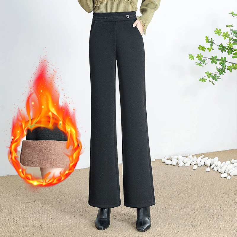 2XL-5X妈妈秋冬季裤子2024新款中老年女装高腰加绒加厚保暖aa5657