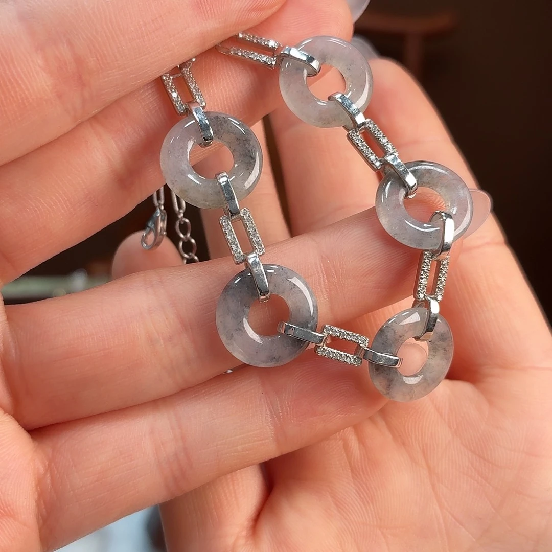 翡翠银S925镶嵌手链手链