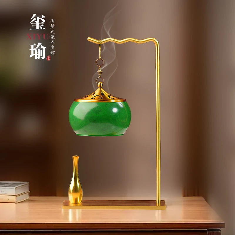 玺瑜如意悬挂倒流香炉香道茶桌纯铜香薰炉摆件家用室内创意盘香炉