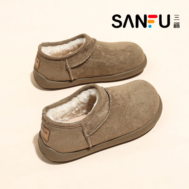 三福厚底小土豆勃肯鞋雪地靴女2025冬季新款加绒加厚保暖东北棉鞋