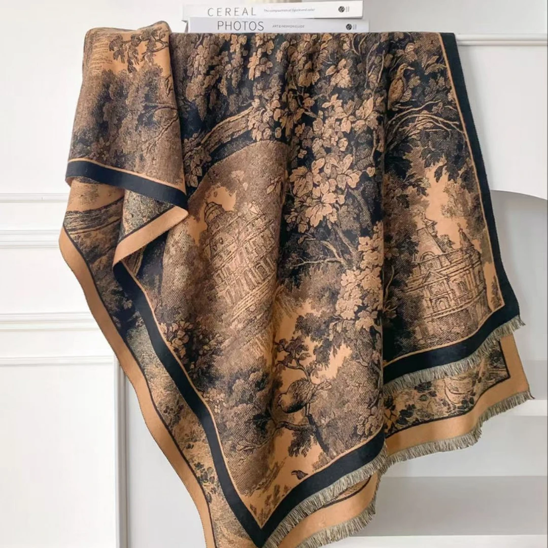 N240【林间秘绘】180*70高级感搭配衬衫领巾气质感围巾