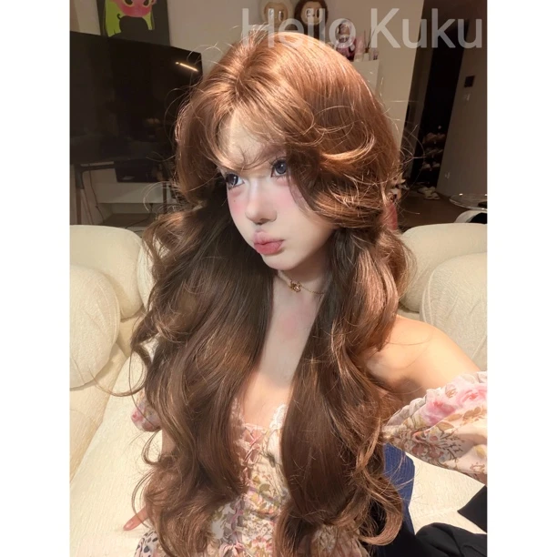 定制【仙蒂公主】新款栗棕色小波浪长卷新半弹力网小额蕾丝头套假发