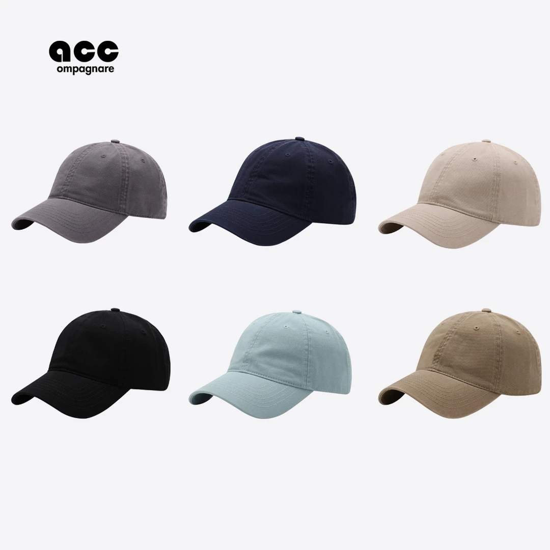 Acc时尚棒球帽纯色加宽显脸小软顶运动休闲男女深帽子百搭鸭舌帽