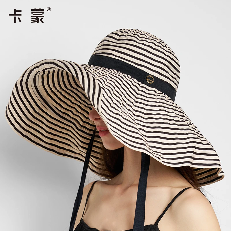 卡蒙夏新款防晒帽超大帽檐防紫外线太阳帽女夏季帽子女款2025新款