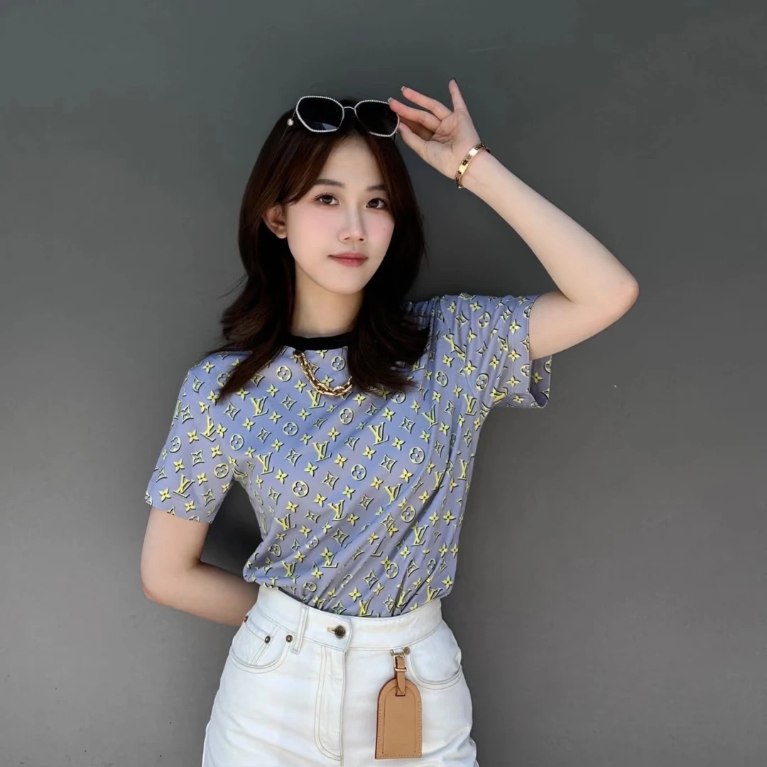 未使用 LouisVuitton/路易威登 13556296 满印链条圆领短袖 s码