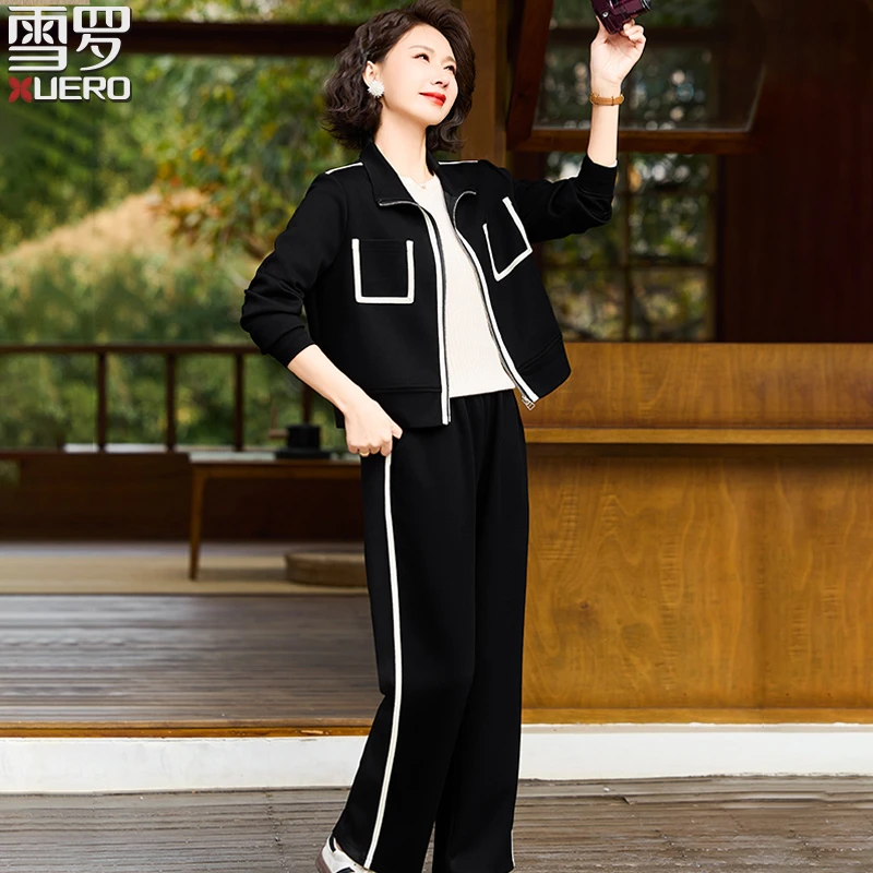 中年妈妈秋装外套小香风2025新款中老年人运动服套装女春秋两件套