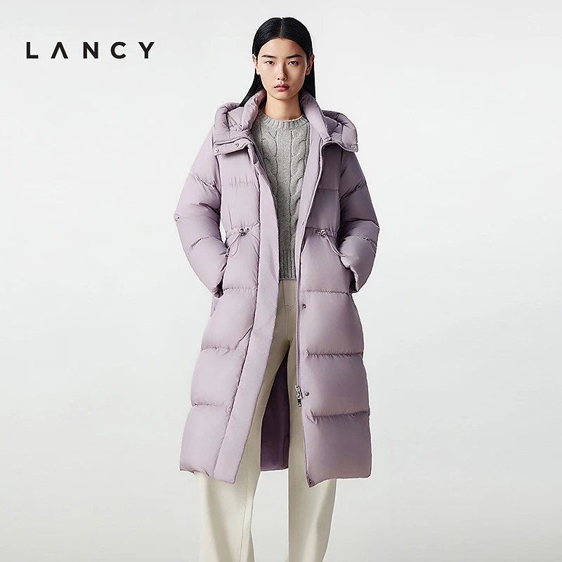 【晨晨专属】【匈牙利白鹅绒】LANCY/朗姿2025冬新款淡紫色气质抽