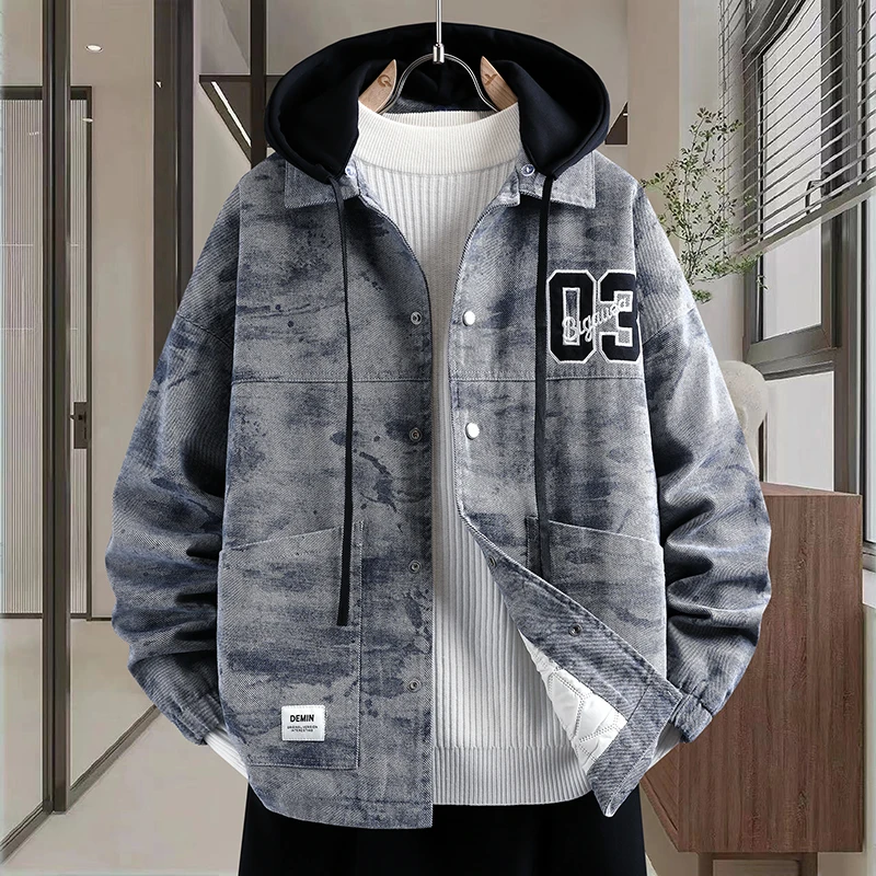 秋冬牛仔外套男潮流2025新款青少年初中学生痞帅潮牌加棉加厚夹克