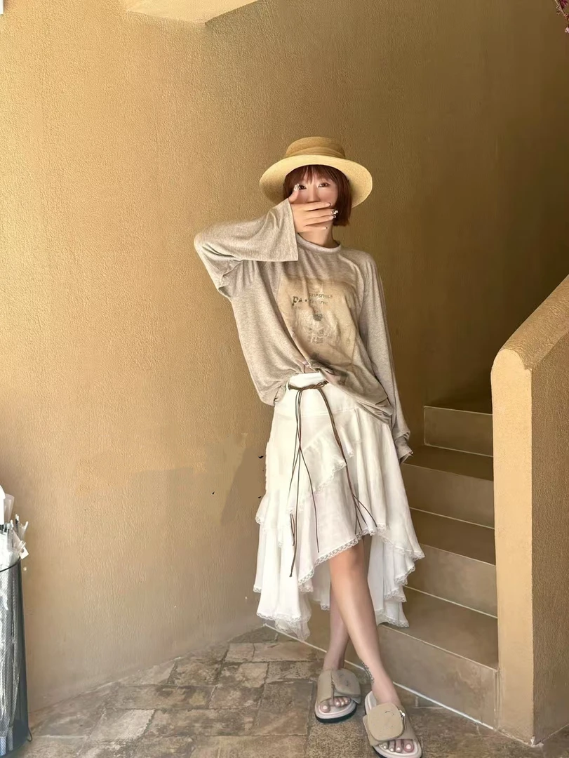 【BAI】夏新款不规则百搭半身裙气质中长裙82152