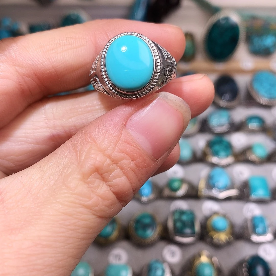 绿松石挂件银S925镶嵌