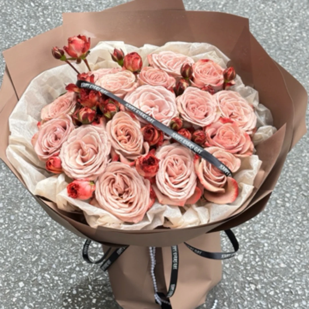 214情人节第一束花♥【卡布奇诺系列】玫瑰混搭橙泡泡花束送朋友送女神送男友生日礼物鲜花同城配送小时达