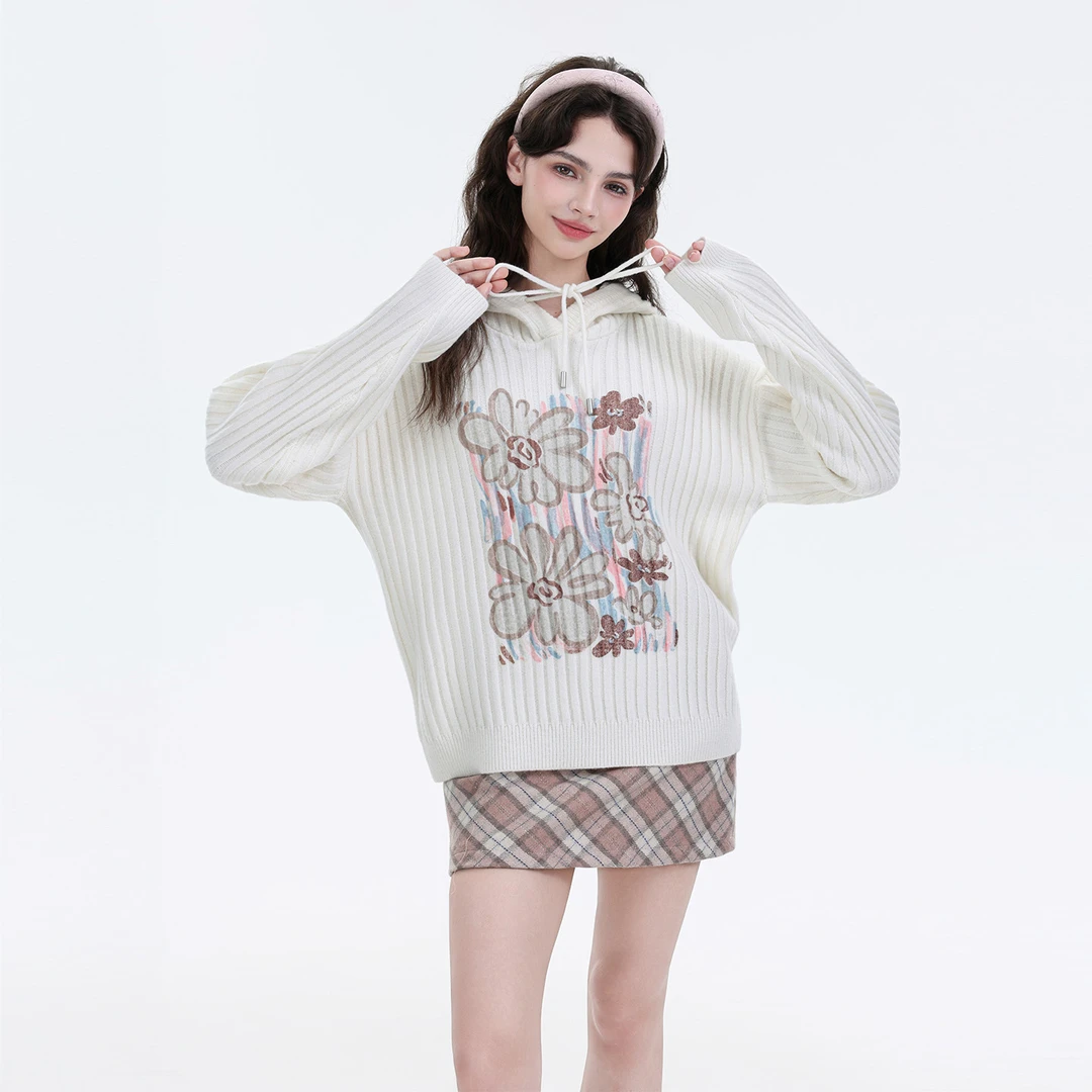 Mardi早秋2025新款女装韩系针织毛衣外套轻奢设计感连帽休闲卫衣