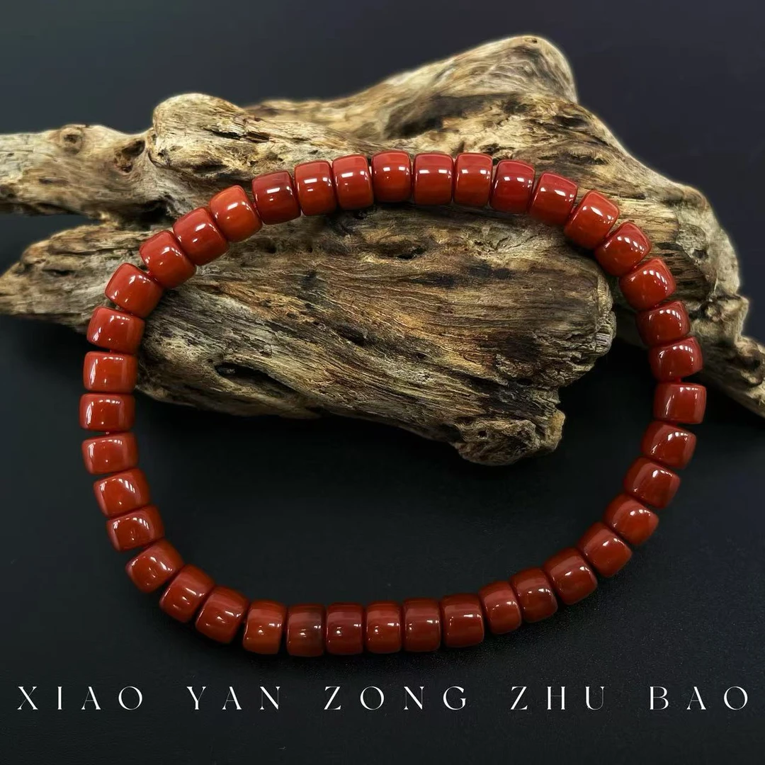 【小杨总珠宝】Y8312【开播福利】天然柿子红卡5.5mm精工直切单圈手串