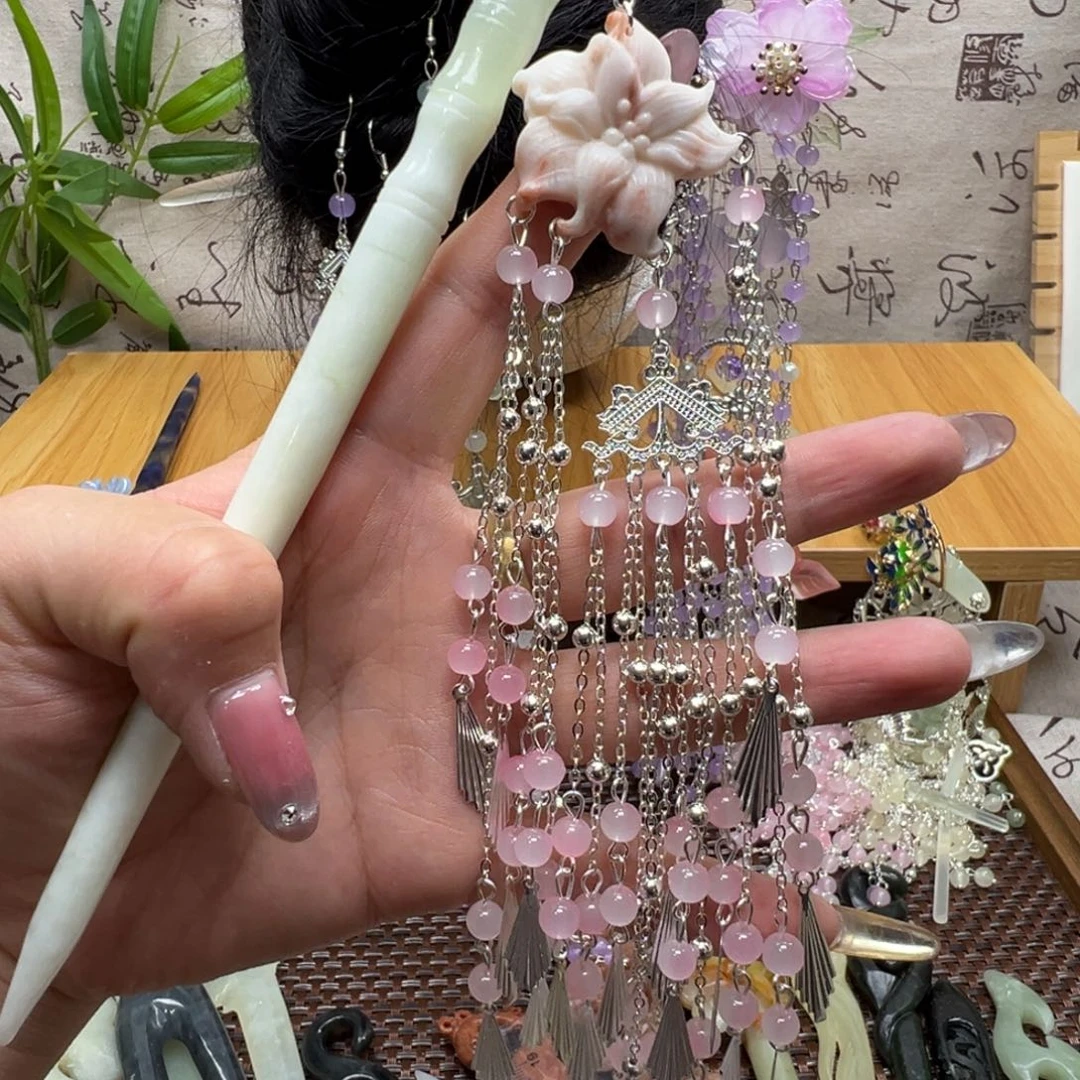 蛇纹石玉合金发饰